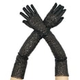 thumbnail image 1 of Ljudmp Womens Sparkly Sequins Long Gloves Elastic Full Finger Gloves Glitter Costume For Female Evening Bridal Wedding Party Christmas Black, 1 of 5
