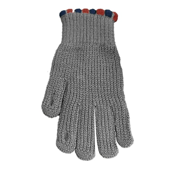 Ljudmp Womens Stretchy Touch Screen Gloves Winter Thermal Full Finger Warm Gloves Colorful Trim Elastic Cuff Knitted Gloves Grey