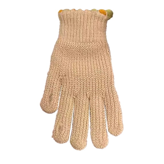 Ljudmp Womens Stretchy Touch Screen Gloves Winter Thermal Full Finger Warm Gloves Colorful Trim Elastic Cuff Knitted Gloves Khaki