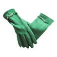thumbnail image 1 of Ljudmp Womens Suede Touch Screen Autumn Winter Gloves Metal Chain Decor Thermal Driving Riding Windproof Gloves Casual Full Finger Hand Warmers Green, 1 of 3