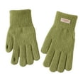thumbnail image 1 of Ljudmp Womens Winter Warm Gloves Plain Color Knitted 2 Fingers Holes Elastic Thermal Thick Cozy Cold Cold Weather Gloves Green, 1 of 6