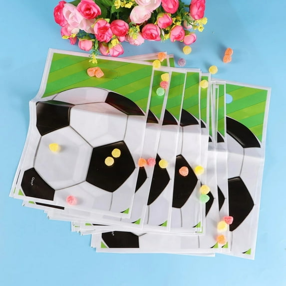 Ljxge 2025 Football Theme Party Favor Bags - 20 Pack Soccer Printed Candy Pouches for Kids Birthday, Sports Celebration Treat Bags and Goodie Bags Supplies