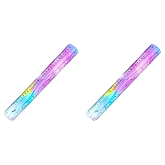 Ljxge 2Pc 12 Inch Flexible Ruler Bendable Plastic Soft Metric Imperial Dual Scale Gradient Color Drawing Measuring Tool For Office Art Design
