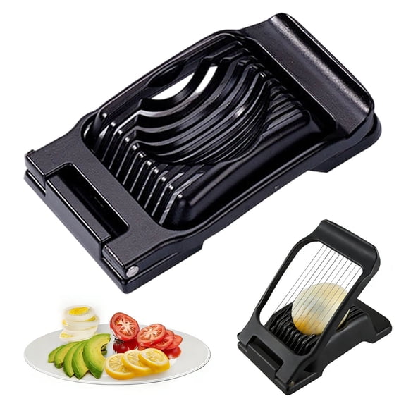 Ljxge 304 Stainless Steel Egg Slicer, Multifunctional Egg Cutter For Hard Boiled Century Eggs Strawberry Kiwi, Black Kitchen Gadget Tool, 5.31X3.14 Inches
