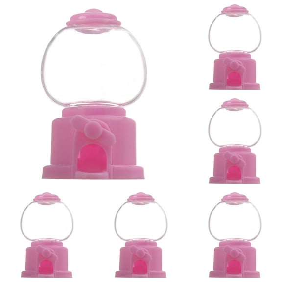 Ljxge 6Pcs Plastic Candy Dispenser Machine, Rotating Knob Mini Gumball Vase, Bulb Design Candy Jar For Party Decorations, Bridal Shower Wedding Birthday Tabletop Ornament Pink