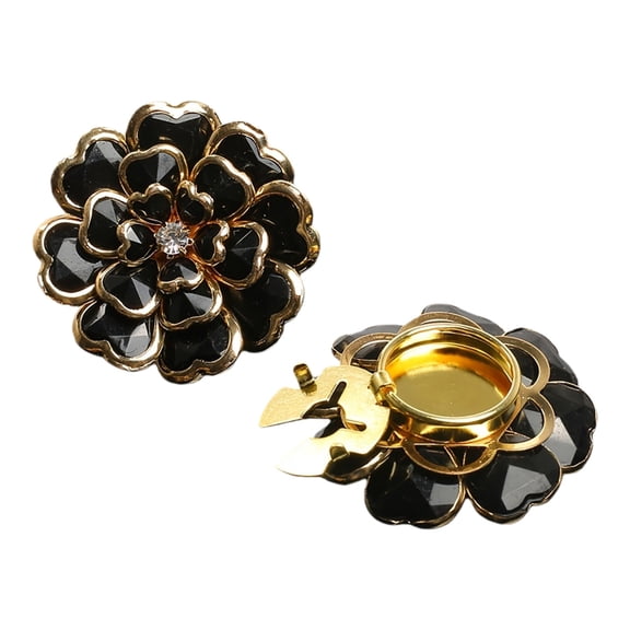 Ljxge Acrylic Floral Buttons For Diy Crafts, 7 Color Petal Jewelry Buttons, Handmade Clothing Accessories, 2 Black Decorative Buttons