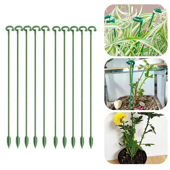 Ljxge Adjustable Plant Support Stakes with Stabilizing Rings - Rustproof Garden Stakes for Roses Orchids Tomatoes, Indoor Outdoor Flower Stem Support Cage (17 Inch Green)