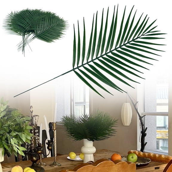 Ljxge Artificial Areca Leaf Single Stem For Diy Home Decor, Realistic Green Faux Palm Leaves For Vase Centerpiece Wedding Party Indoor Arrangement