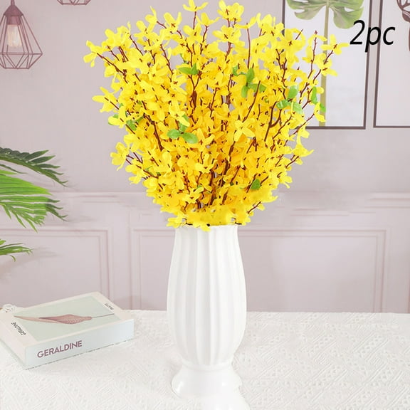 Ljxge Artificial Plants Outdoor Clearance 2Pack Artificial Silk forsythia Flower for Front Door 2Pack Artificial Silk Forsythia Flower Office Decor