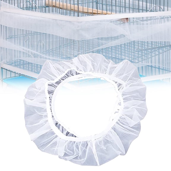 Ljxge Bird Cage Cover Parrot Seed Catcher Net Elastic Mesh Skirt Guard With Top Bottom Elastic Easy To Install Washable Keep Floor Clean Breathable Universal Fit For Most Standard Bird Cages