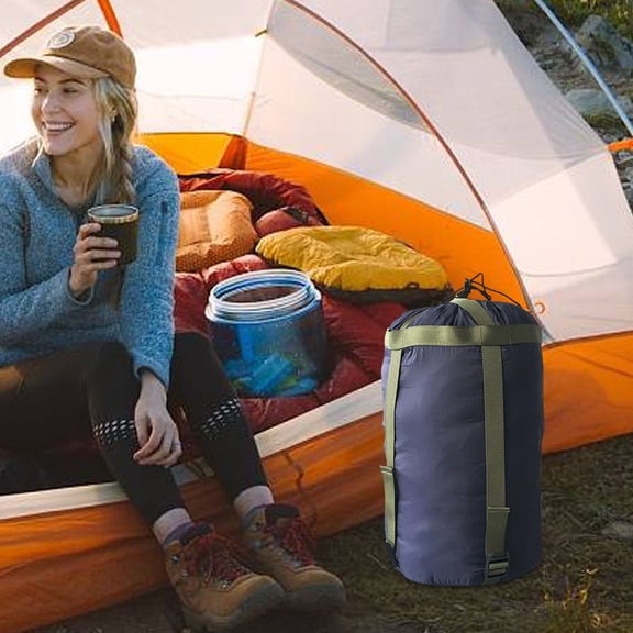 Ljxge Camping Sleeping Bag Storage Sack Lightweight Nylon Carry Case For Backpacking Hiking Outdoor Envelope Sleeping Bag Dark Blue