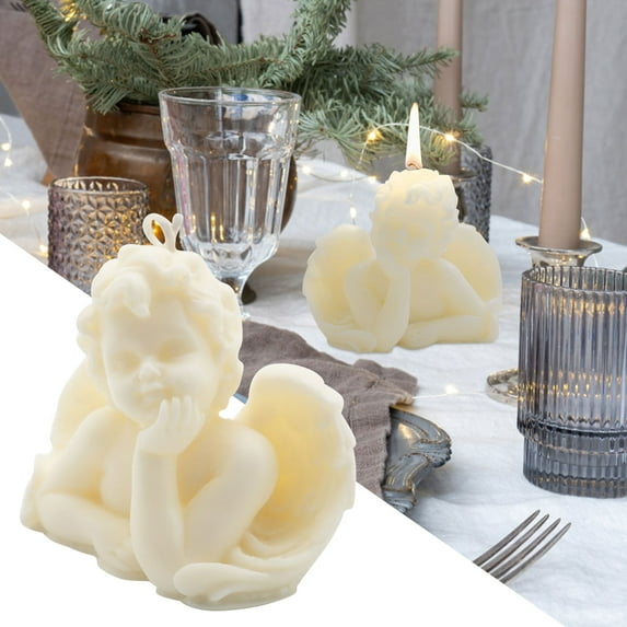 Ljxge Candles, Holders Christmas Angel Shaped Soy Scented Candle Wax Vegan Cute Decorative Candle White Angel Candle
