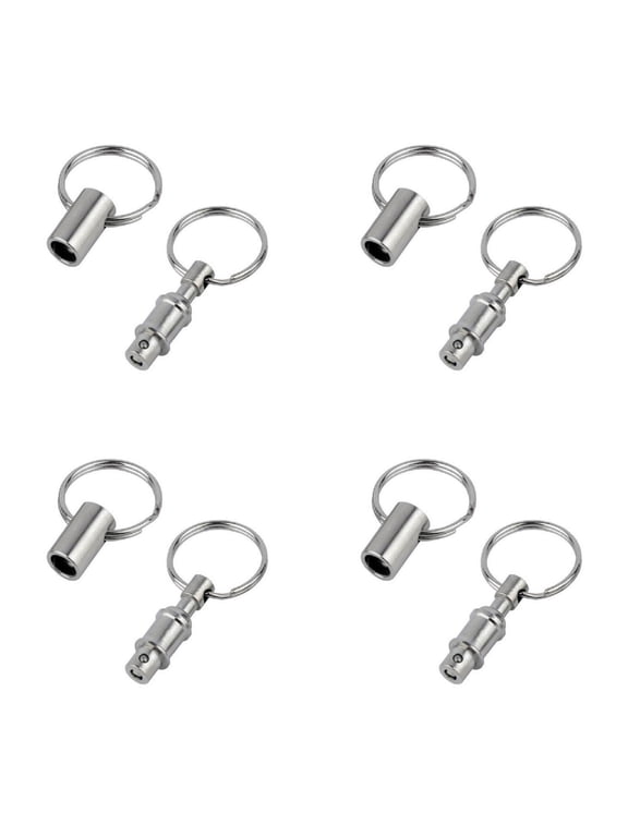 Detachable Quick Release Key Ring Set Of 4 Silver Alloy Keychain With Belt Clip Pull Apart Design For Home Office Travel