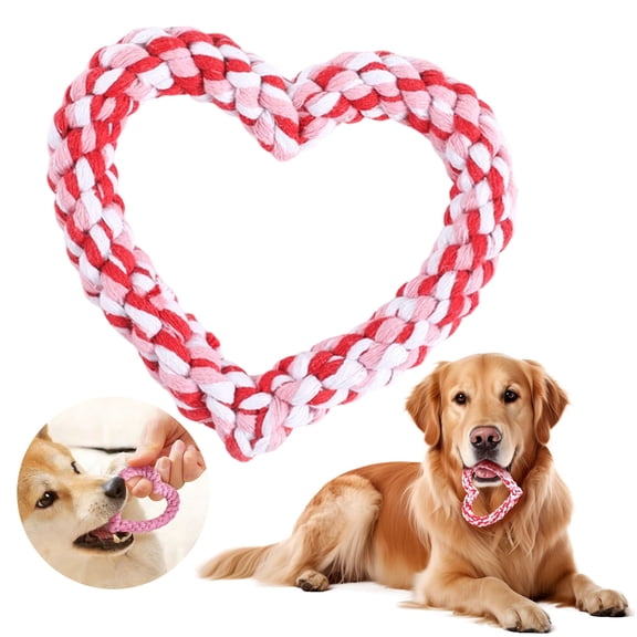 Ljxge Dog Rope Chew Toys Heart Shape, Cotton Puppy Chew For Teeth Health Interactive Play, Small Dog Valentine Gift