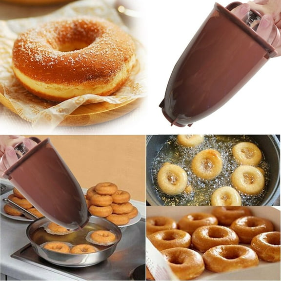 Ljxge Donut Maker, Manual Doughnut Mold Machine For Kitchen, Diy Pastry Making Bakeware Tool, Abs Plastic Brown Donut Maker 9X18Cm