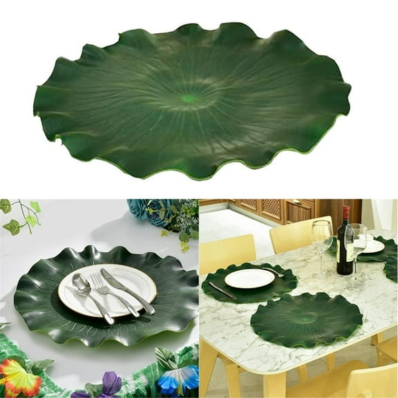 Ljxge EVA Kitchen Lily Pad Floating Placemat, Heat Resistant Non Slip Table Mats for Dining Table Decor Holiday Home Kitchen Accessories Lightweight Fast Drying Washable 16.54x16.54 Inch