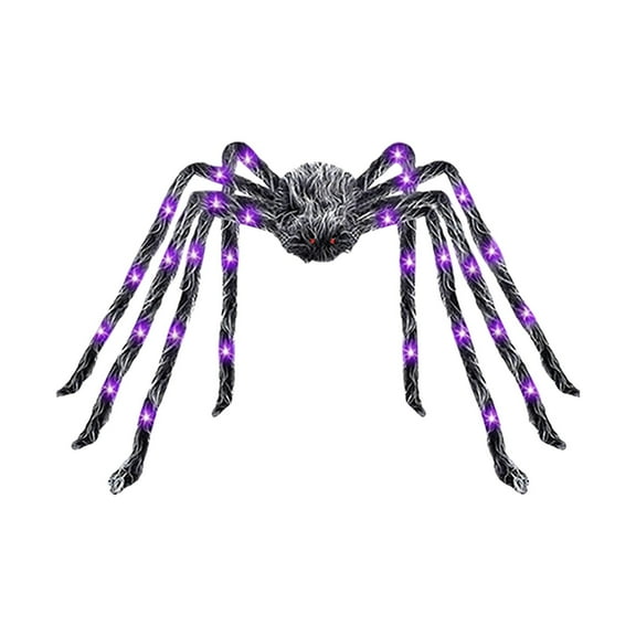 Ljxge Giant Spider Halloween Decor - 6FT Realistic Scary Figure with LED Lighting, Outdoor Haunted Yard Decor for Lawn, Porch, Graveyard Scene, Spooky Party Prop with Eerie Night Effect
