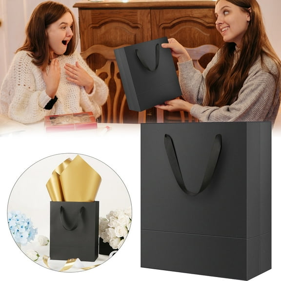 Ljxge Gift Bags 7X4X9 Inches With Handles Premium Paper For Birthday Wedding Party Favors Small Gifts Packaging Multiple Occasions Black