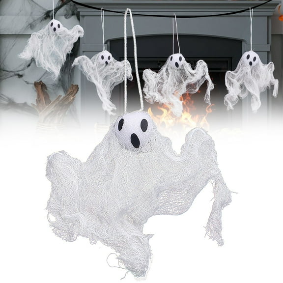 Ljxge Halloween Decorations 6 Pack Hanging Ghosts - Lightweight Translucent Floating Pendants for Indoor Outdoor Decor, Porch, Trees & Doorways - Spooky Party Supplies