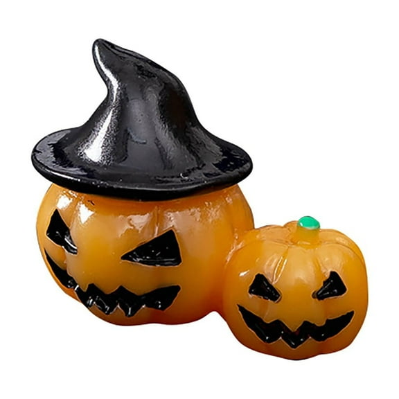 Ljxge Halloween Pumpkin Wear Wizard Hat Decor - Small Resin Skeleton Head & Revived Scary Figurines for Spooky Home Decor, Tabletop, Mantel or Bookshelf Display for Trick or Treat Season