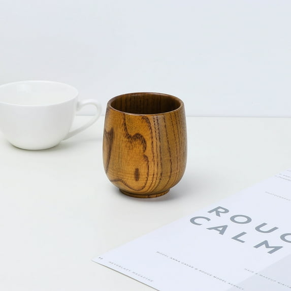 Ljxge Handcrafted Wooden Tea Cup - About 4oz Natural Wood Mug for Coffee, Espresso & Herbal Tea - Camping & Home Use with Food-Grade Coating
