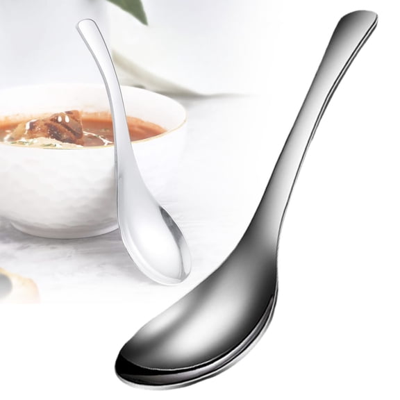 Ljxge Heavy Duty 410 Stainless Steel Soup Spoon, Commercial Grade Thick Weight Deep Bowl Ergonomic Handle For Restaurant Home Kitchen