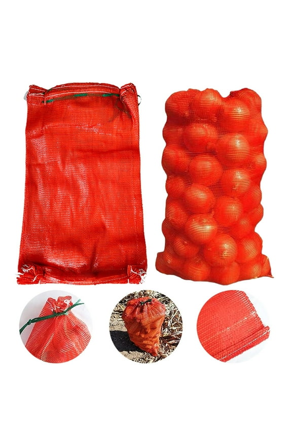 Heavy Duty Mesh Net Bags For Produce Storage Onion Potato 10 Pack 47X26Cm Red Reusable Washable Breathable Vegetable Bags