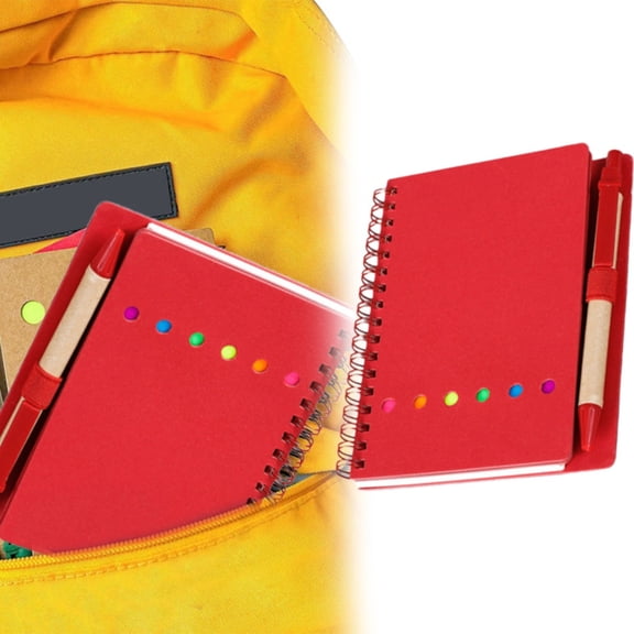 Ljxge Journal Notebook With Pen Holder, Lined Spiral Bound Book With Sticky Notes For Daily Use And Office Tasks Red