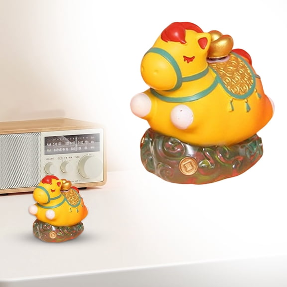 Ljxge Lucky Horse Ornament With Money Bag Resin Figurine 2026 New Year Home Decor Wealth Symbol Table Centerpiece