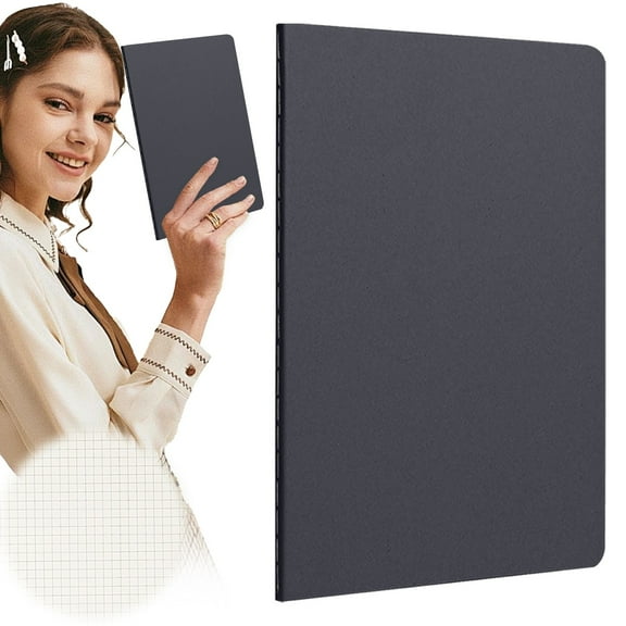 Ljxge Notebooks Unlined Sketchbook Note Travel Journal For Drawing Doodling Writing A5 Grid 36 Pages Black Card Cover 7.87X5.51In