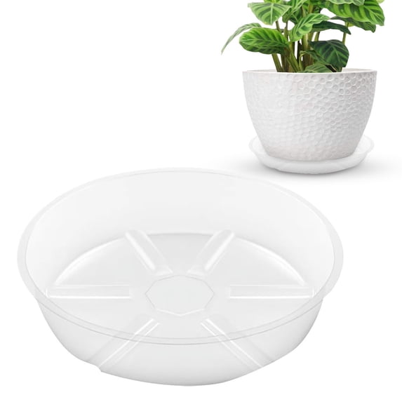 Ljxge Plastic Planter Tray With Deep Saucer 6 Inch, Clear Plant Pot Tray Stabilized For Indoor Outdoor Water Drainage On Windowsills Desks Balconies