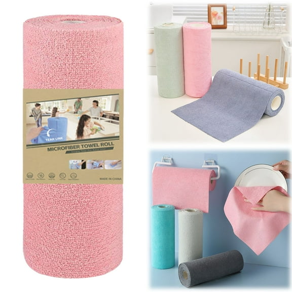 Ljxge Reusable Microfiber Cleaning Cloths 20 Pack Tear Off Towels For Kitchen Dishes Car Washing Drying Pink