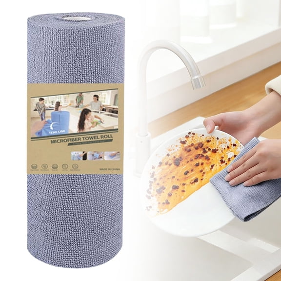 Ljxge Reusable Microfiber Dish Towels 20 Pack Quick Drying Cloths For Kitchen Cleaning Car Washing, Tear Off Roll Gray