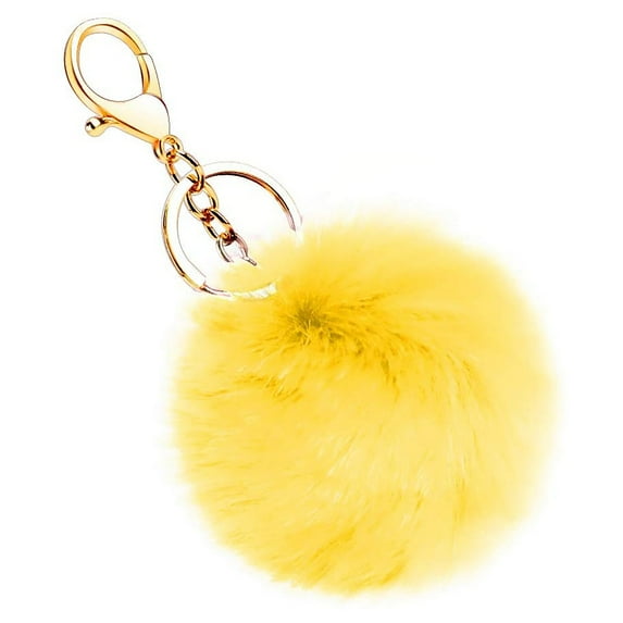 Ljxge Soft Faux Rabbit Fur Keychain - Plush Pom Pom Ball Key Ring Bag Charm - 3.1 Inch Fluffy Fashion Accessory for Women & Girls - Perfect for Purse Keys Backpack Gift