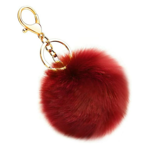 Ljxge Soft Faux Rabbit Fur Keychain - Plush Pom Pom Ball Key Ring Bag Charm - 3.1 Inch Fluffy Fashion Accessory for Women & Girls - Perfect for Purse Keys Backpack Gift