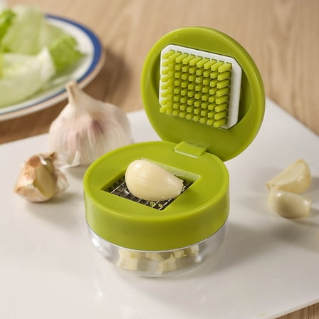 Ljxge Stainless Steel Garlic Chopper Mini Crusher With Storage Container And Cleaning Brush Garlic Chopper For Kitchen Use