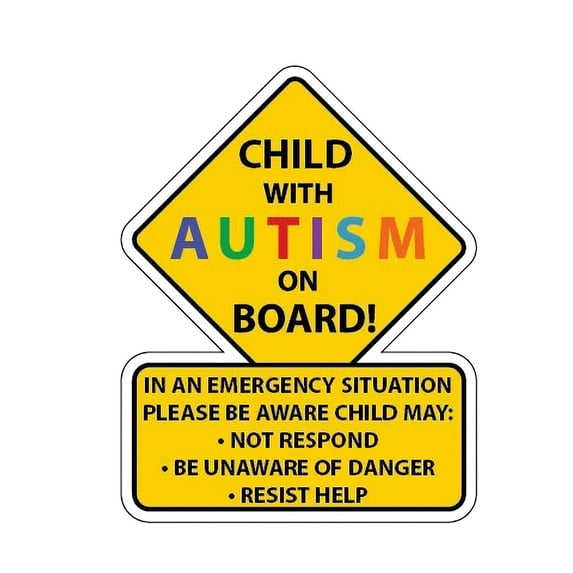 Ljxge Stickers Autisms Alarm Wall Stickers for Children'S Cars Trucks Laptops Decorative Self Adhesive Pvc Emergency Response Sign Stickers