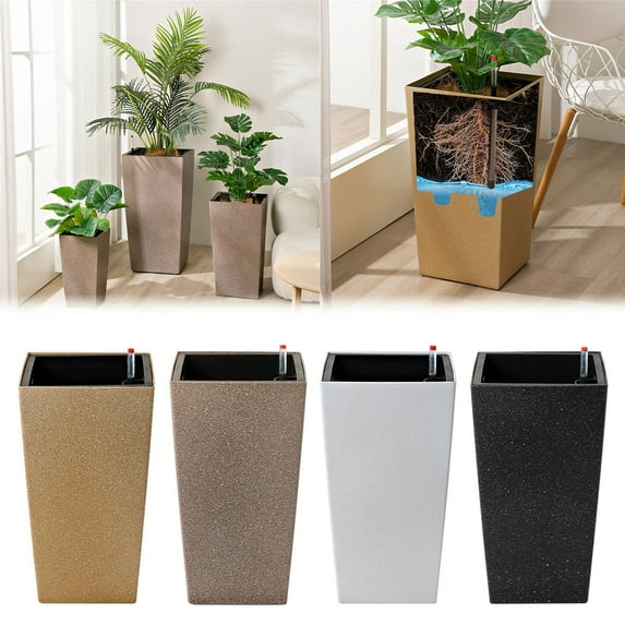 Ljxge Tall Self Watering Indoor Planter for Indoor Plants Self Watering Violet Pots Plastic Flower Pots Square Planter with 3D Wallpaper Pattern Clearance Hot Deals