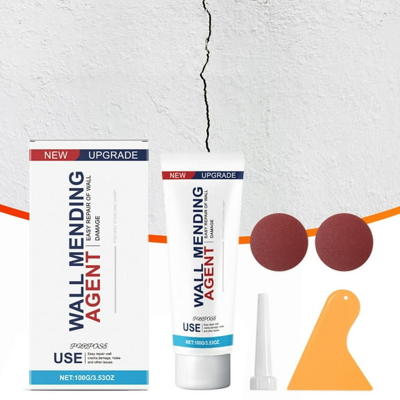 Ljxge Wall Repair Kit For Drywall Cracks Holes Spackling Paste Mending Agent With Scraper Tool Sandpaper Quick Easy Fix Solution 100Ml