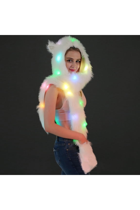 Women's LED Light Up Winter Coat with Removable Hat - Sparkling Christmas Party Outwear for Holiday Gatherings, Nightclub & Daily Wear in Spring/Autumn/Winter(Excluding Battery)