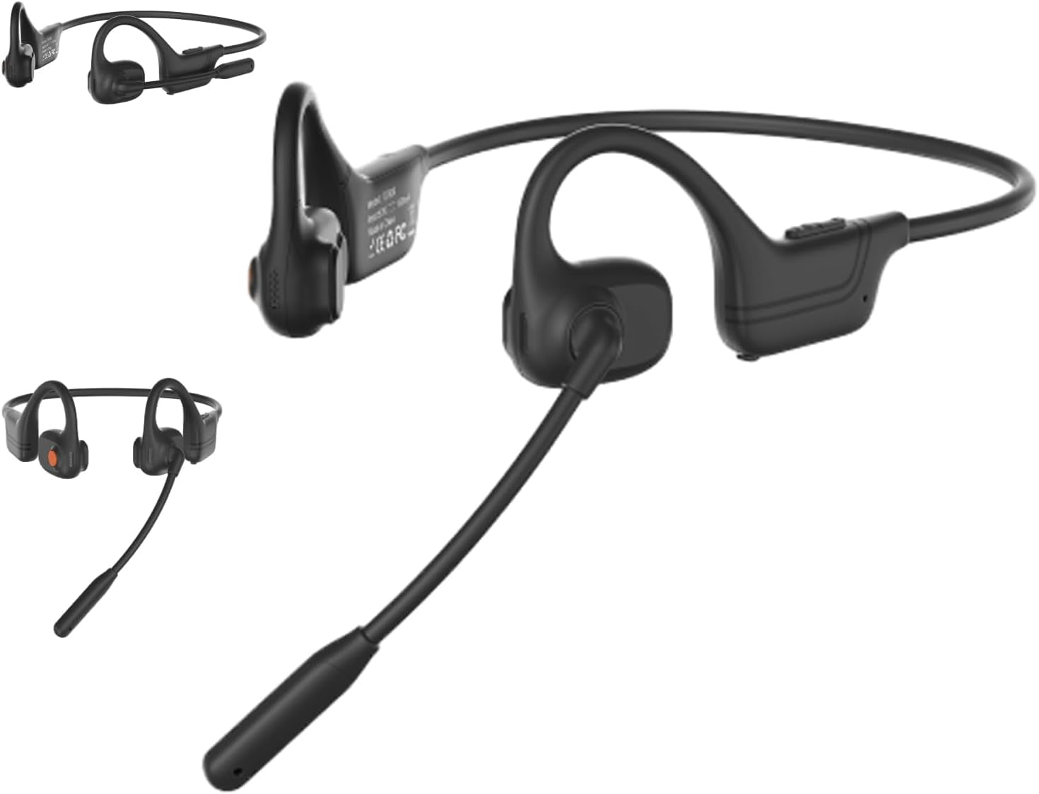 Lk02 Open Ear Headphones with Microphone, Noise Cancelling Wireless Headset with Mute Button, Designed for Meeting, Home Office,Driving (Black)