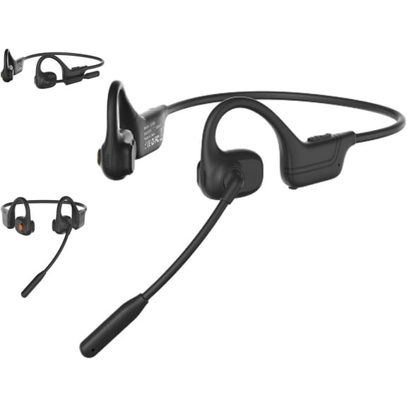 Lk02 Open Ear Headphones with Microphone, Noise Cancelling Wireless Headset with Mute Button, Designed for Meeting, Home Office,Driving (Black)(X)