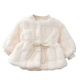 thumbnail image 1 of Lkhaha 2025 Girls Jacket Warm Fleece Thicken Button Up Padded Elegant Solid Color Fuzzy Children's Outfits Size 12-13 Years, 1 of 6