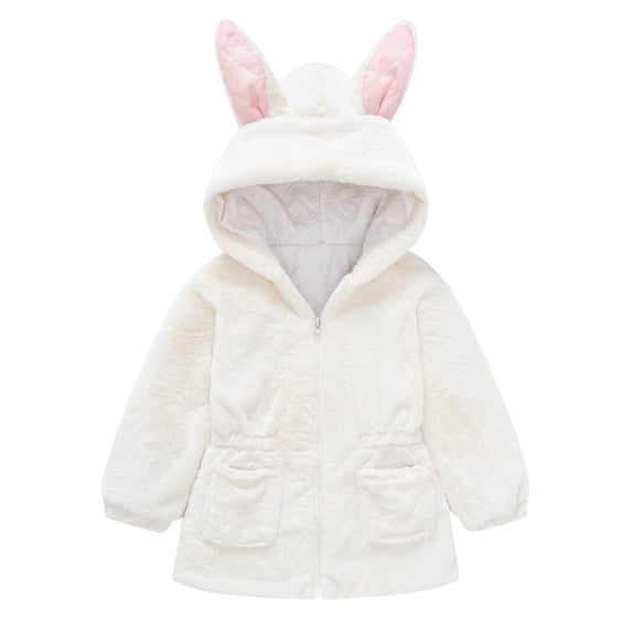 Lkhaha 2025 Girls Jacket Winter Rabbit Ears Hooded Zipper Thicken Windproof Warm Babys Children's Outfits Size 7-8 Years