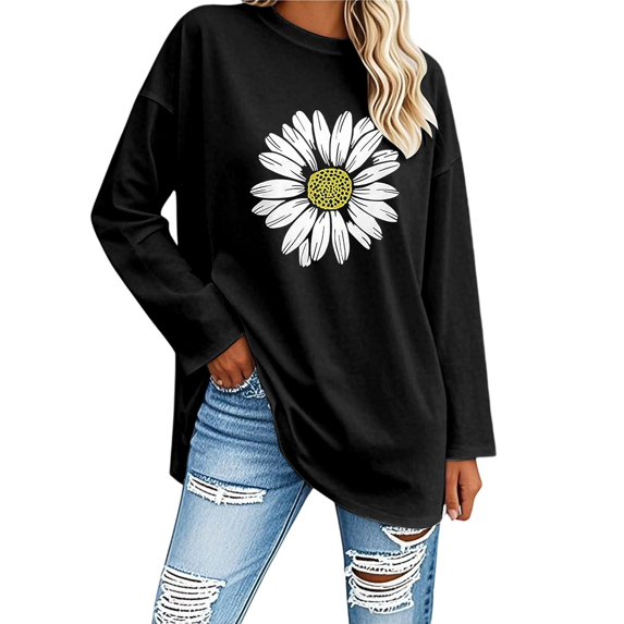 Lkhaha 2026 Women T-Shirts Fashion Printed Casualoft Breathable Tunic Blouse Black 3XL