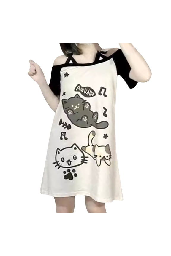 2026 Womens T Shirts Fashion Tops Cartoon Graphic Off Shoulder Gothic Gift Clothes Black L