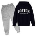 thumbnail image 1 of Lkhaha Boys Clothes 2 Piece Set Long Sleeve Boston Letter Print Hoodie Sweatshirts And Sweatpants Kids Matching Sets Size 5-6 Years, 1 of 2
