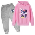 thumbnail image 1 of Lkhaha Boys Clothes Kids Sets Cute Cartoon Dinosaur Print Long Sleeve Hoodie Sweatshirts And Sweatpants Kids Pants Set Size 3-4 Years, 1 of 2