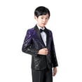 thumbnail image 1 of Lkhaha Boys Jackets Gradient Patchwork Shimmering Sequin Suit Bow Tie Blazer Formal Weddings Party 2 Piece Set Plus Size Jackets Size 5-6 Years, 1 of 3