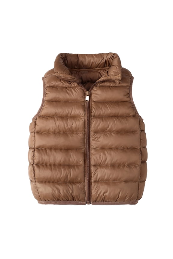 Boys Jackets Lightweight Sleeveless Down Vest Solid Color Zipper Waistcoat Child Kids Outwear Size 7-8 Years